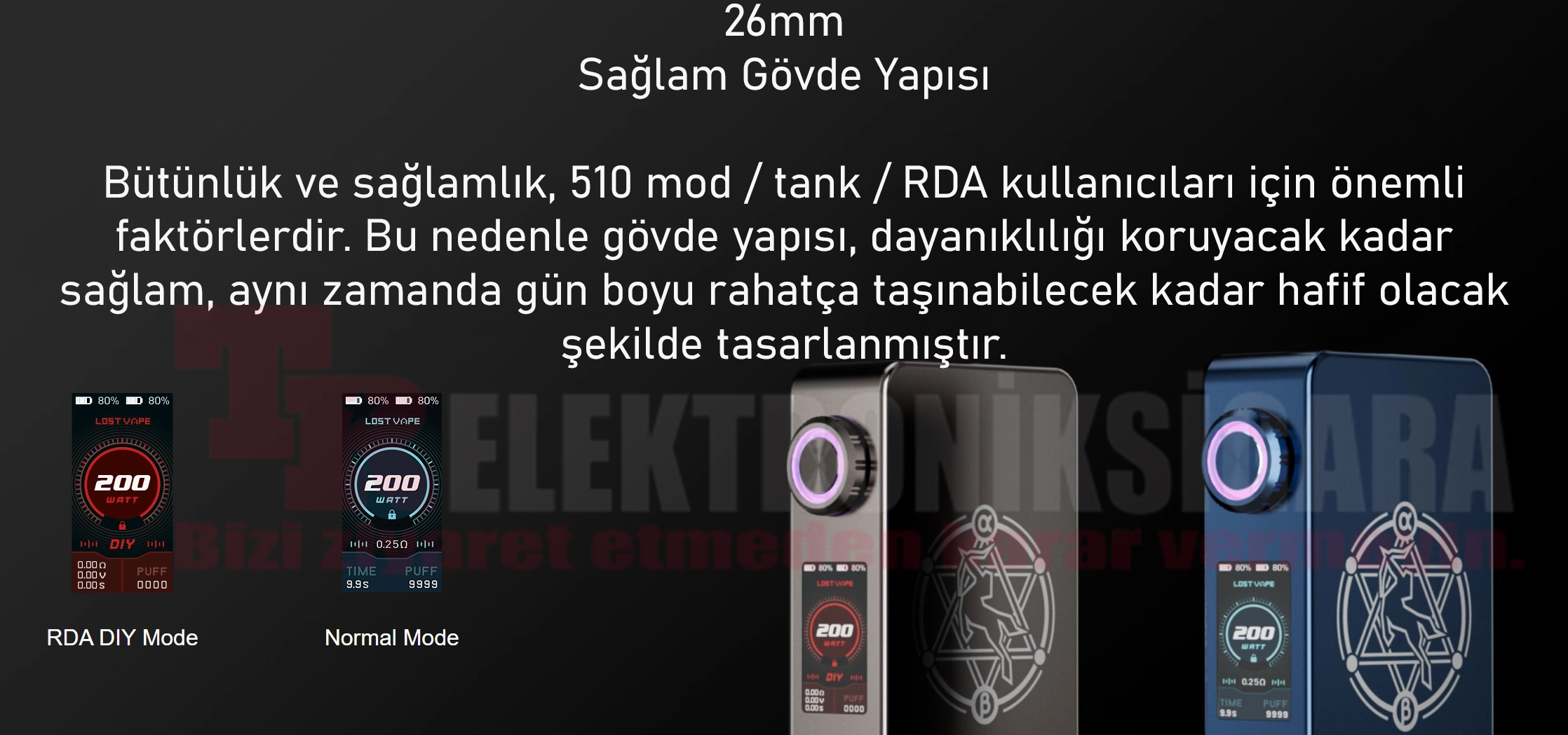 Lost Vape Centaurus M200 alüminyum gövde yapısı