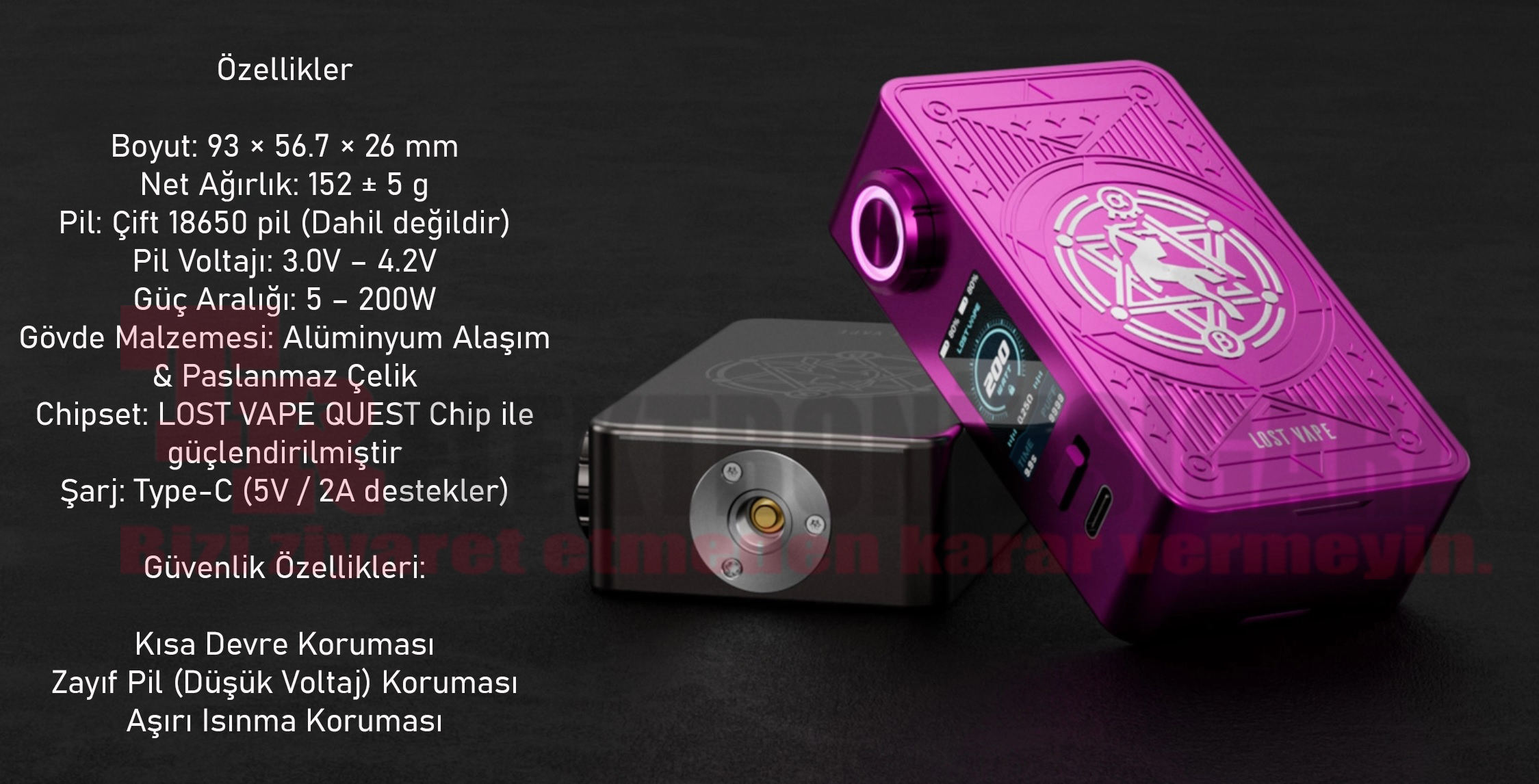 Lost Vape Centaurus M200 QUEST 2.0 özellikleri