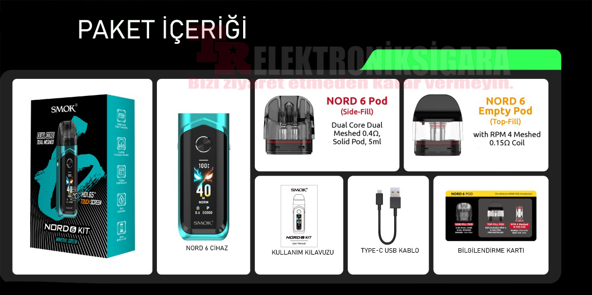 SMOK Nord 6 paket içeriği
