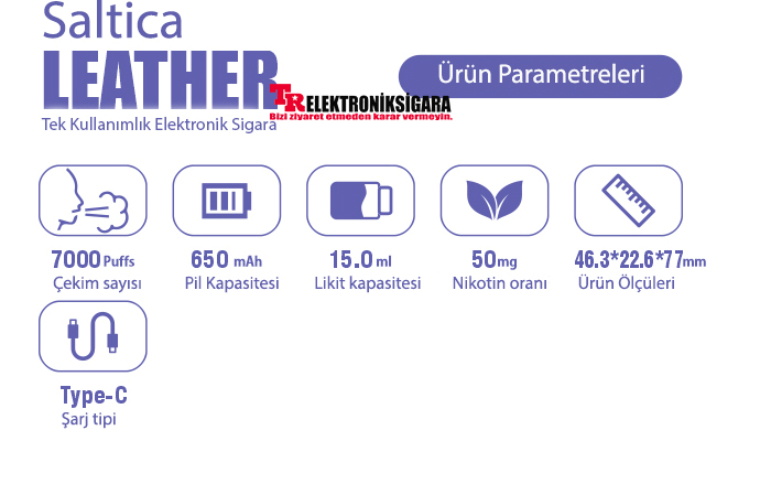 Saltica Leather 7000 Puff Bar 50mg Nikotin Grape İce