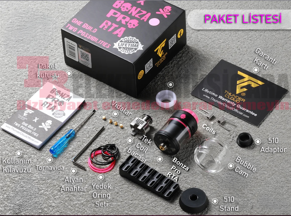 Thunder Cloud Bonza Pro RTA paket içeriği
