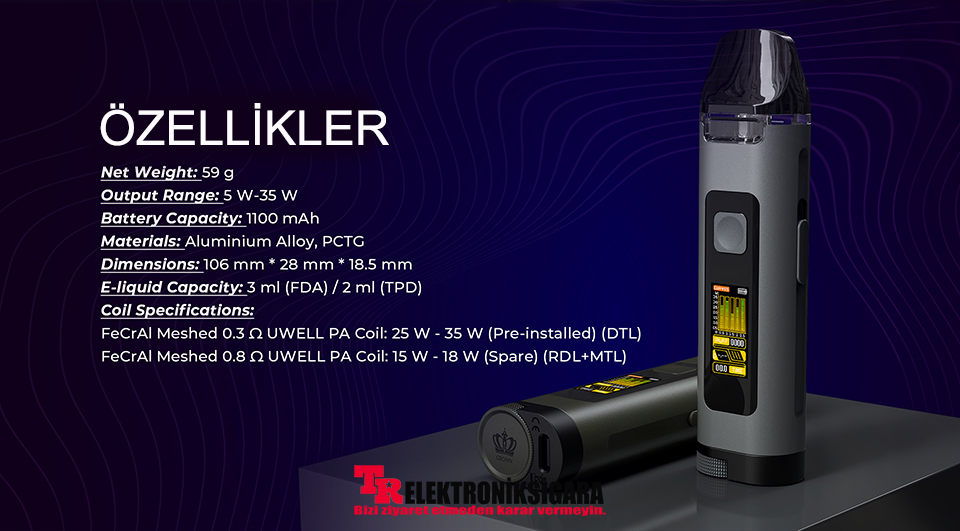 Uwell CROWN D Pod Kit 1100mAh Elektronik Sigara