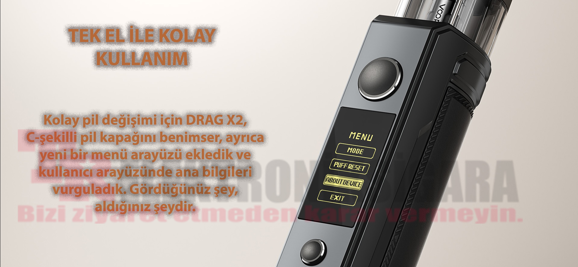 Voopoo Drag X2 menü ve ekran arayüzü