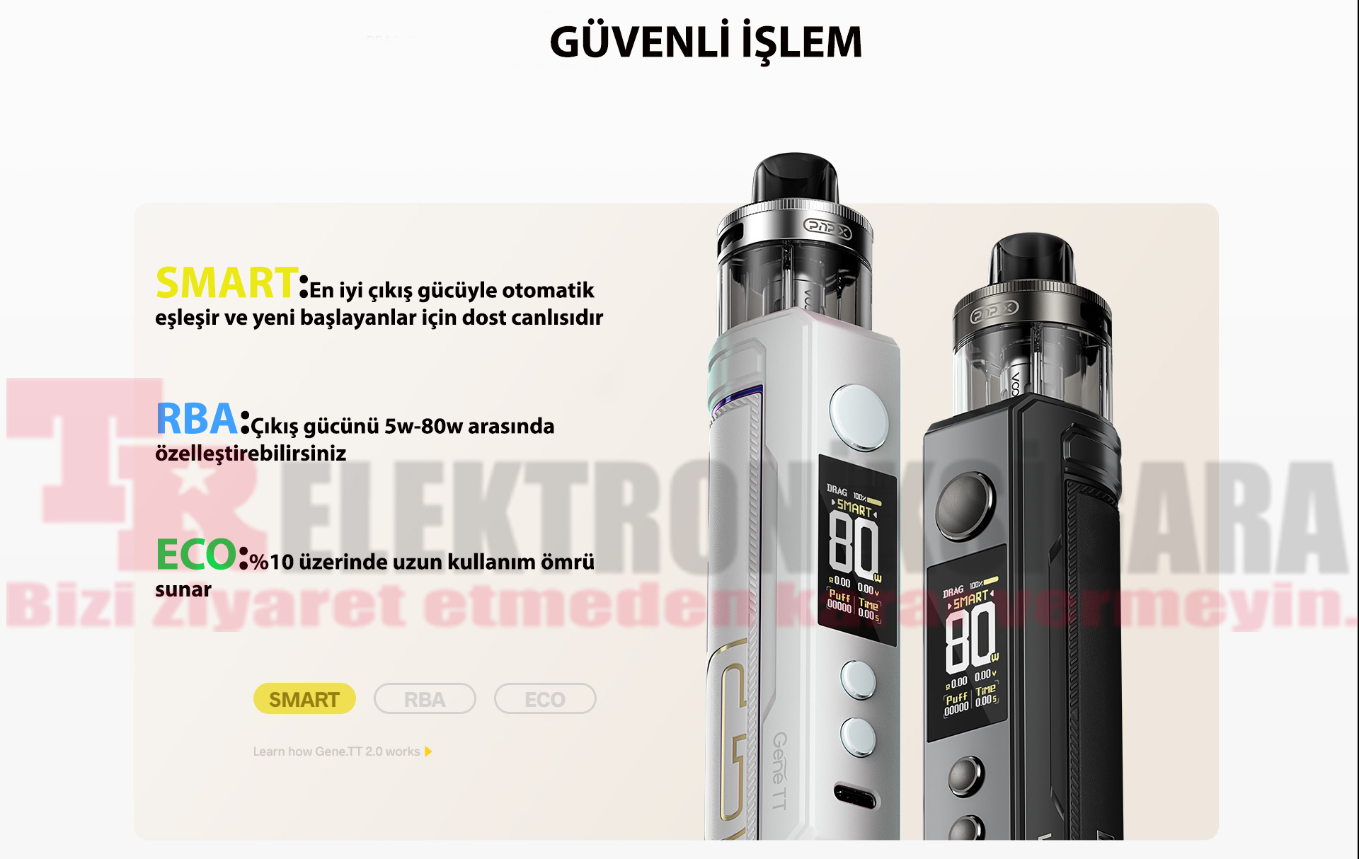 Voopoo Drag X2 Smart RBA ve ECO modları