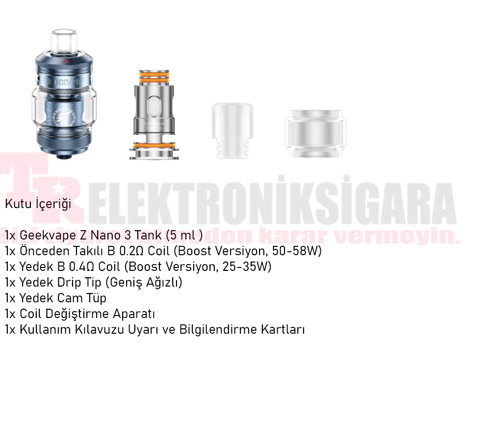 GeekVape Z Nano 3 Tank paket içeriği