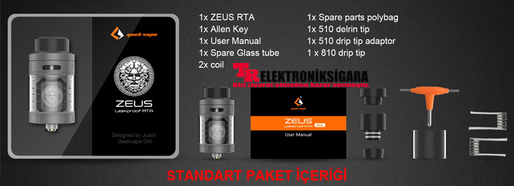 Geekvape Zeus tek coil RTA paket içeriği