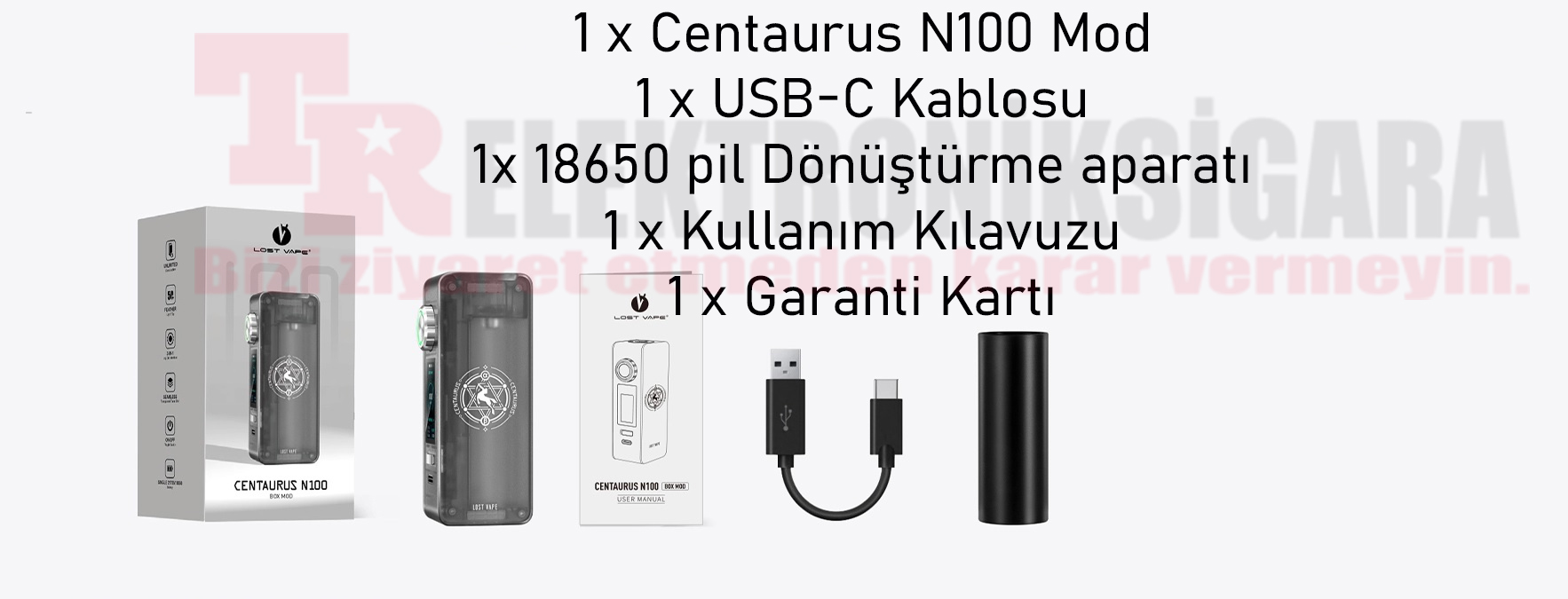 Lost Vape Centaurus N100 paket içeriği