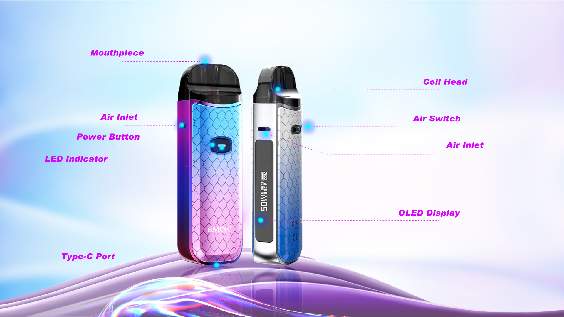 SMOK Nord 50W ayarlanabilir hava akışı sistemi