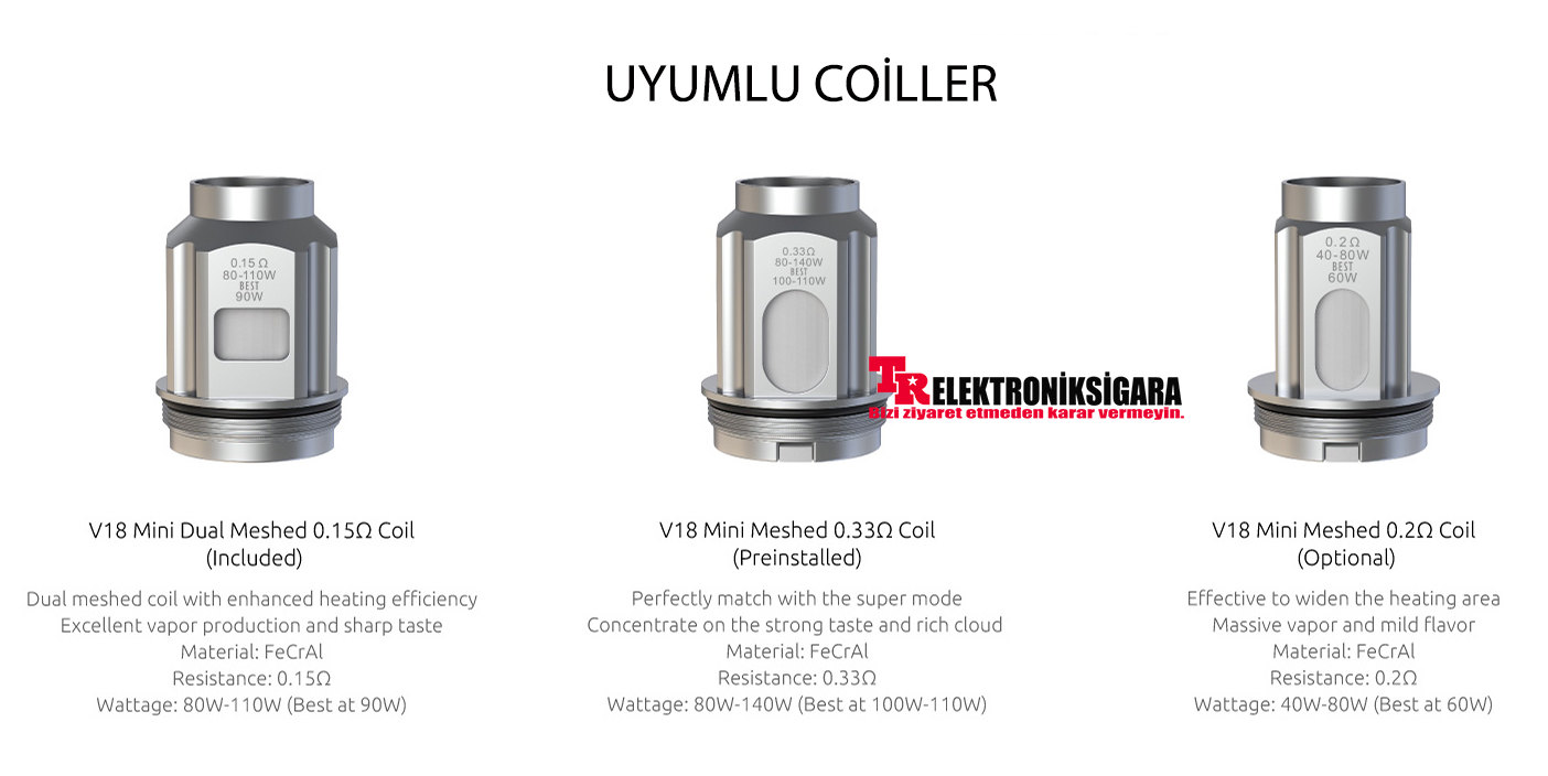 SMOK TFV18 Mini coil seçenekleri