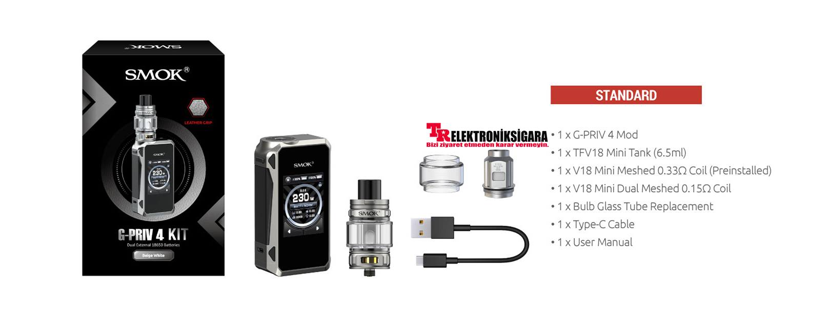 SMOK G-Priv 4 Kit paket içeriği