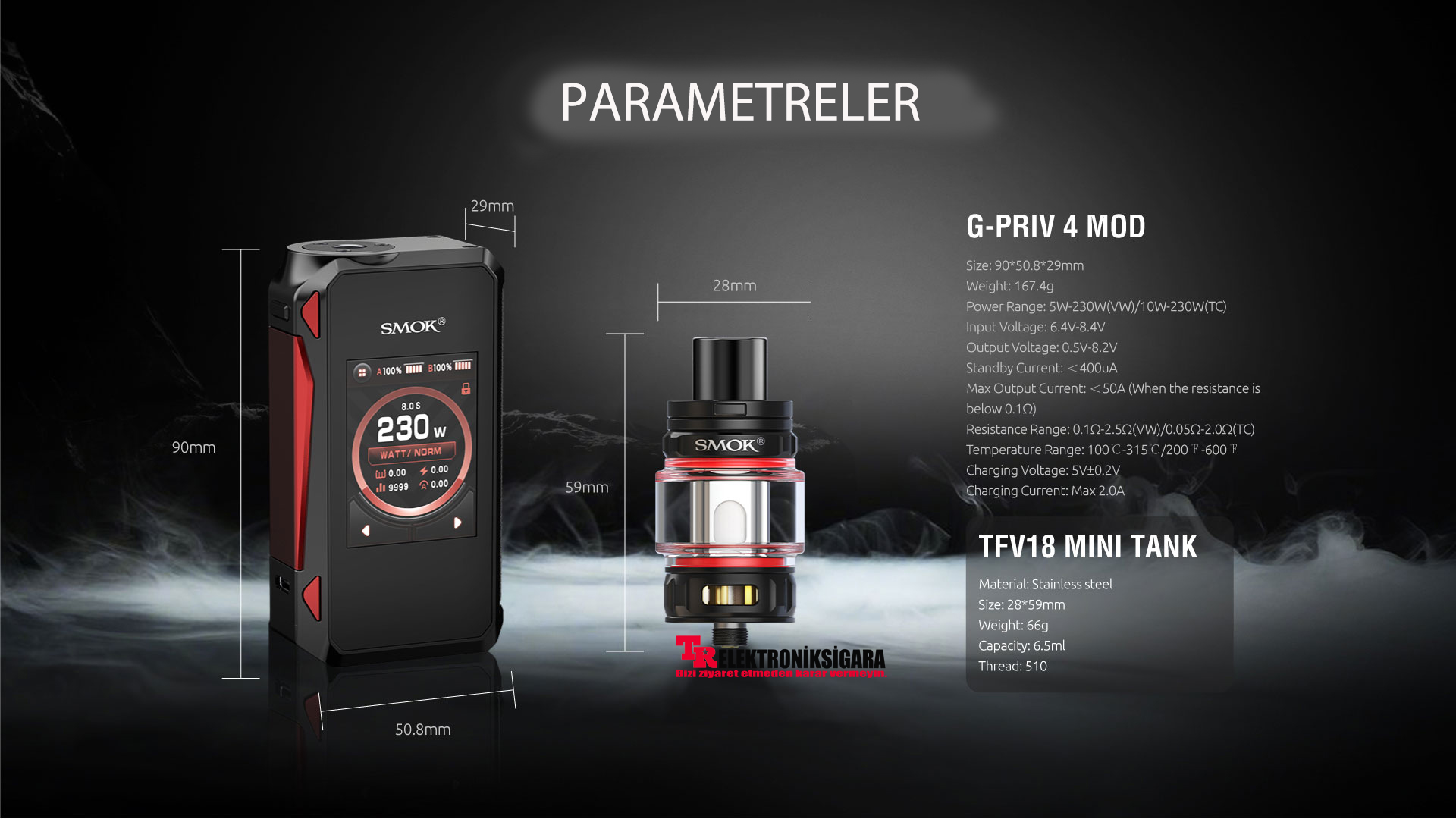 SMOK G-Priv 4 teknik parametreleri