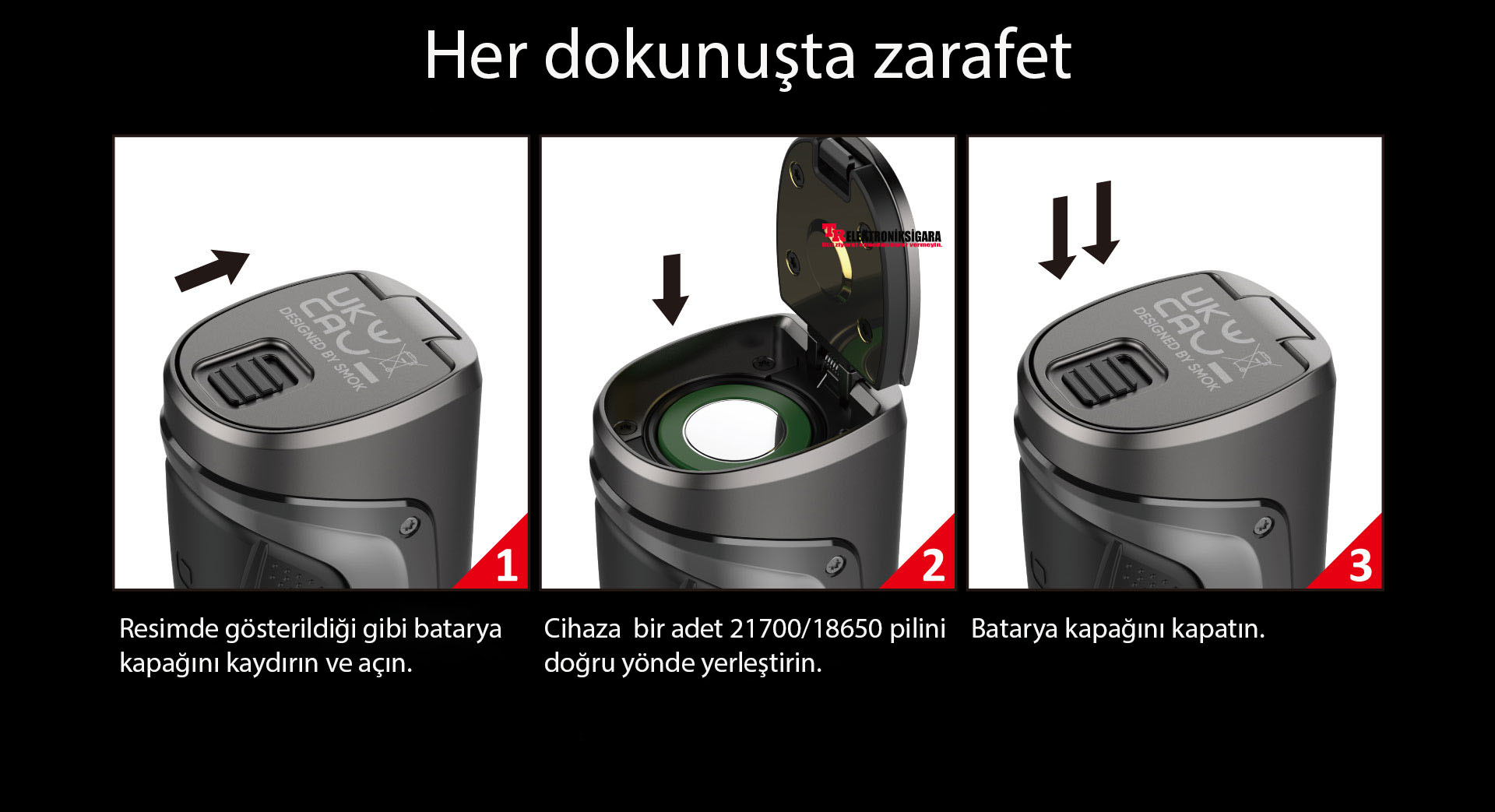 SMOK Mag Solo pil yerleştirme