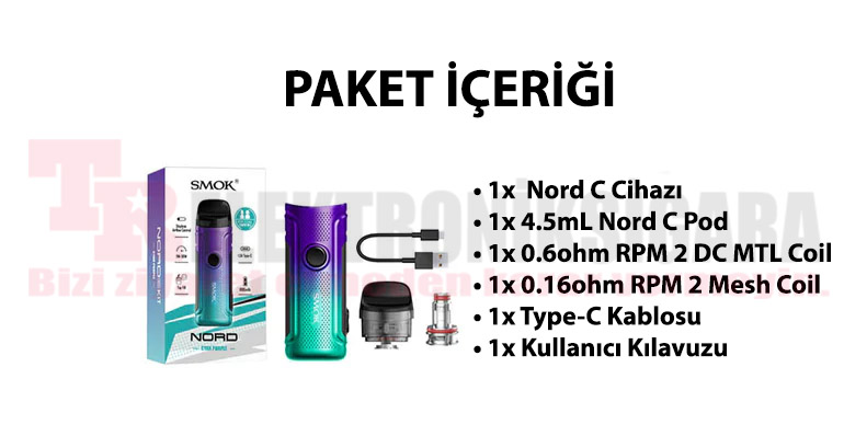 SMOK Nord C Pod Kit 50W Elektronik Sigara 1800mAh