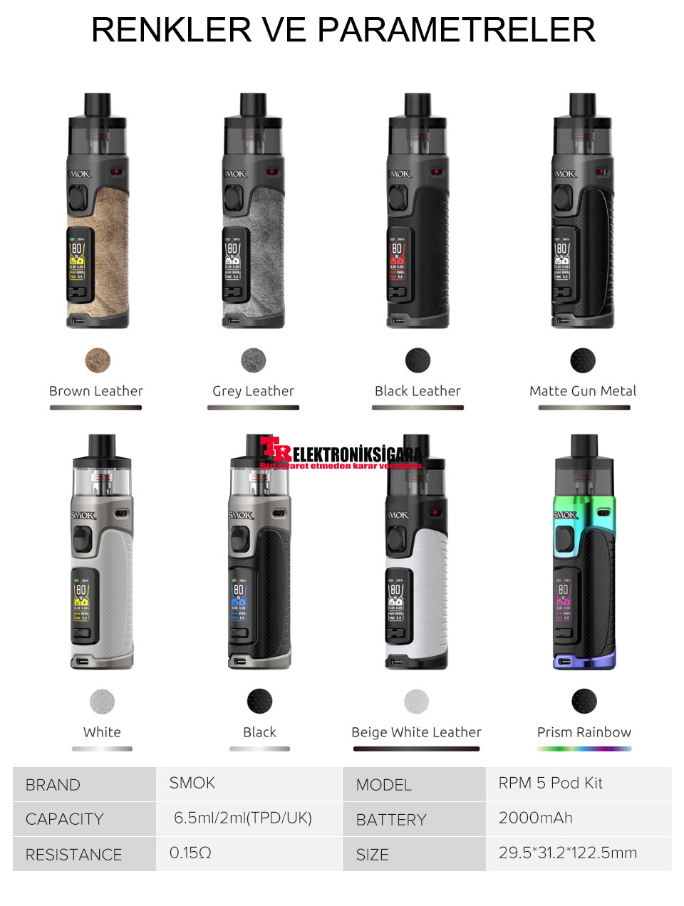 SMOK RPM 5 Pod Kit renk seçenekleri