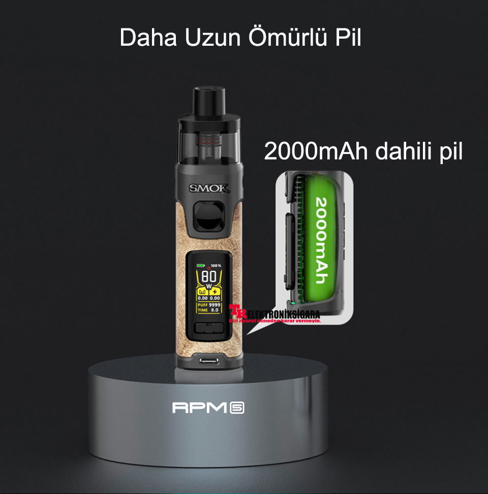 SMOK RPM 5 2000mAh dahili batarya kapasitesi