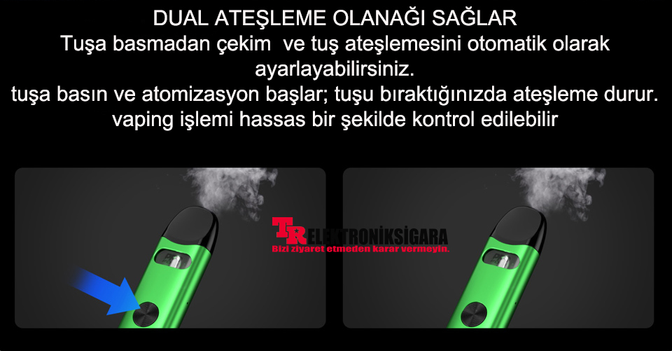 Uwell Caliburn A3 otomatik çekim ve düğmeyle ateşleme