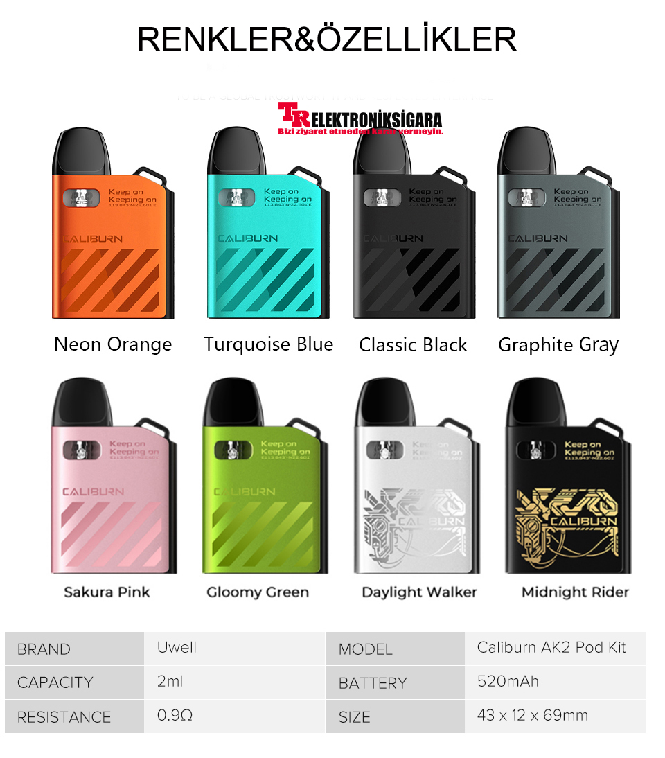 Uwell Caliburn AK2 renk seçenekleri