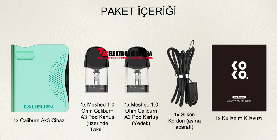 UWELL Caliburn AK3 paket içeriği