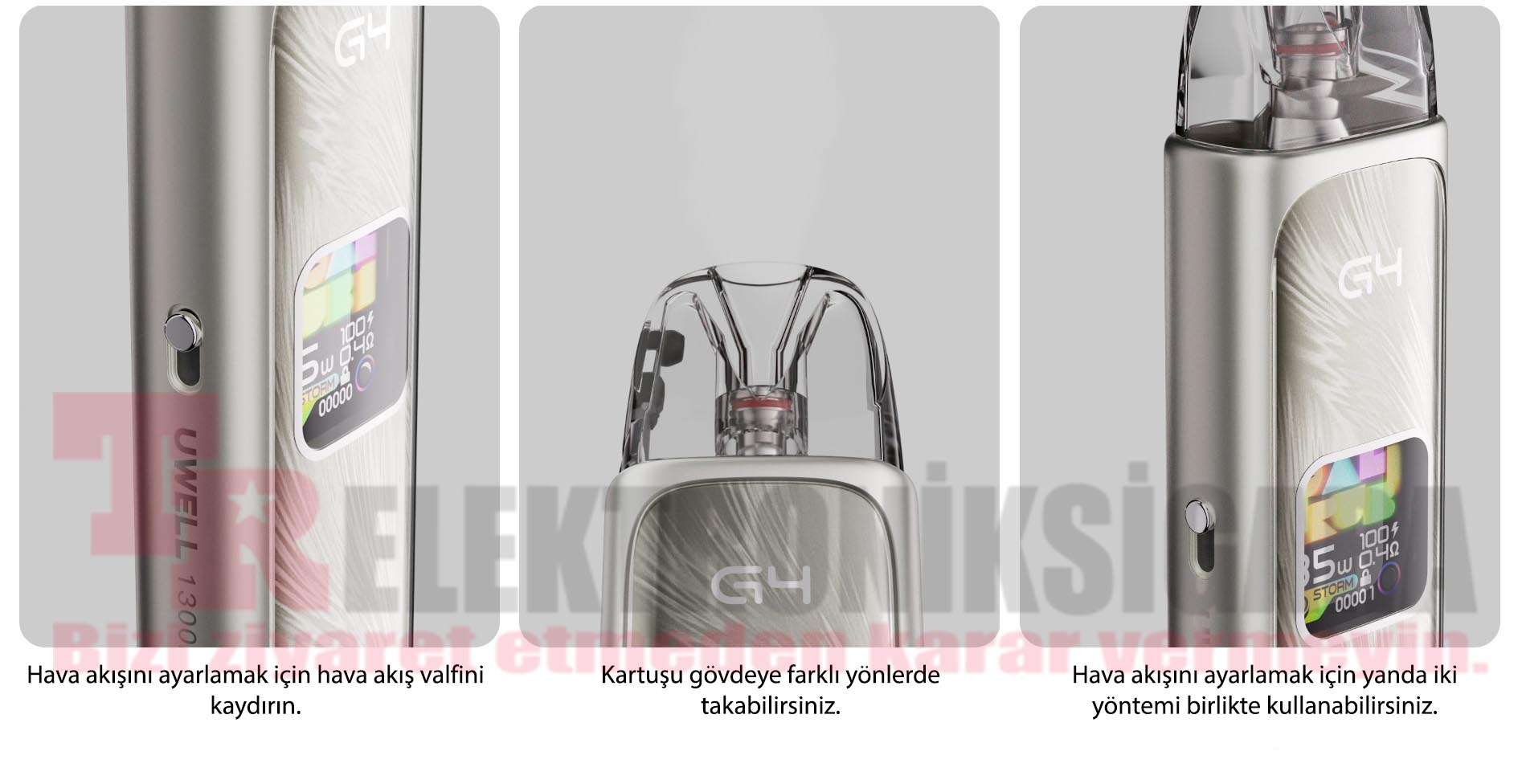 Uwell Caliburn G4 ayarlanabilir hava akışı sistemi