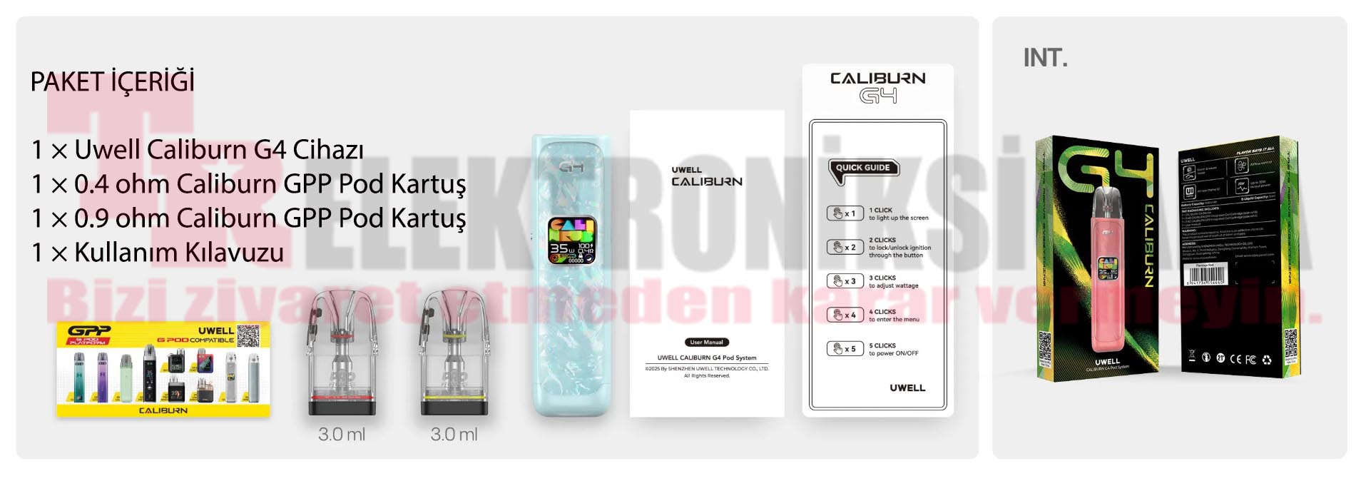 Uwell Caliburn G4 paket içeriği