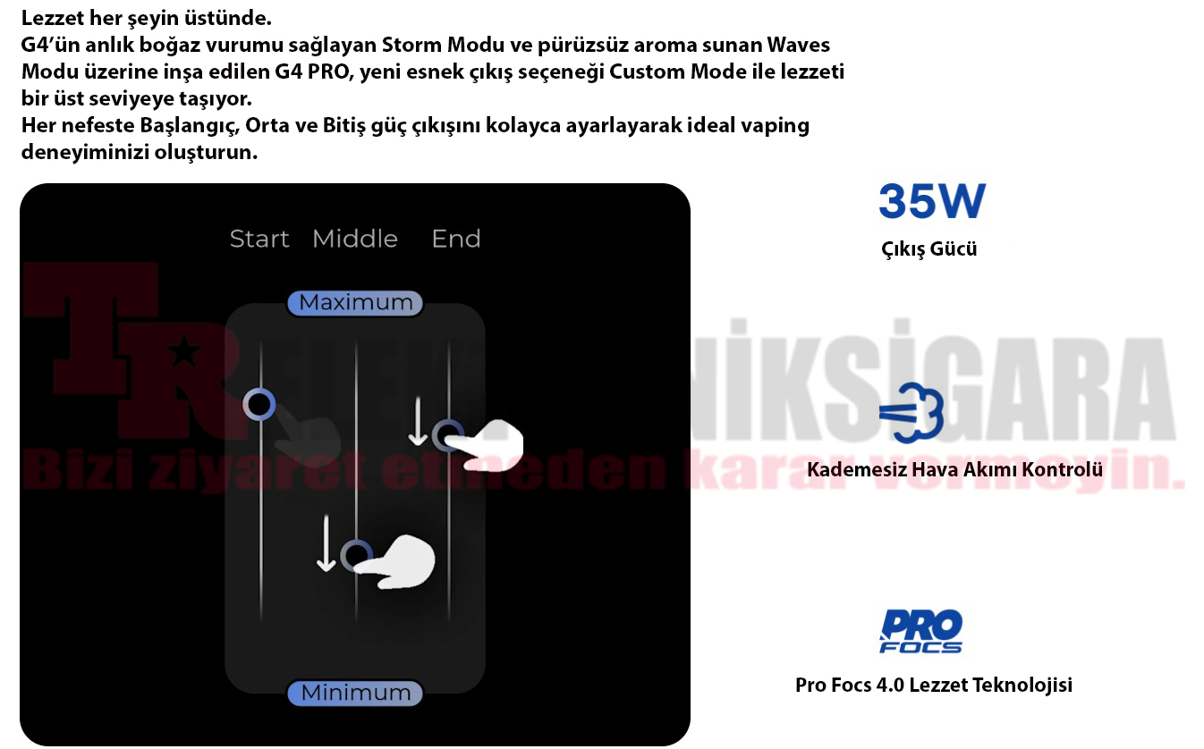 Uwell Caliburn G4 Pro Custom Mode ayarları