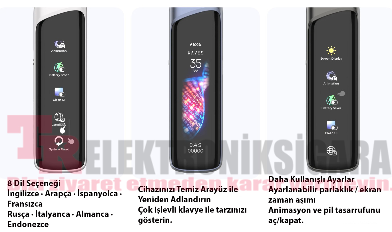 Uwell Caliburn G4 Pro ekran ve arayüz özellikleri