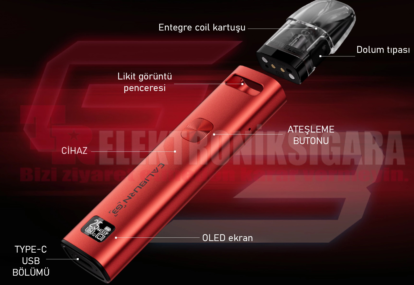 Uwell Caliburn G3 OLED ekran ve kontrol özellikleri