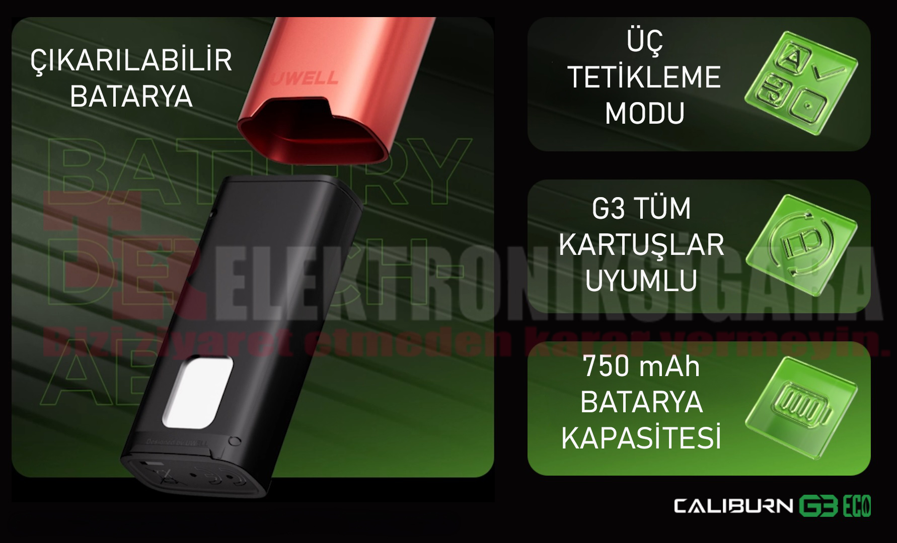 Uwell Caliburn G3 pod sistem ürün tanıtımı