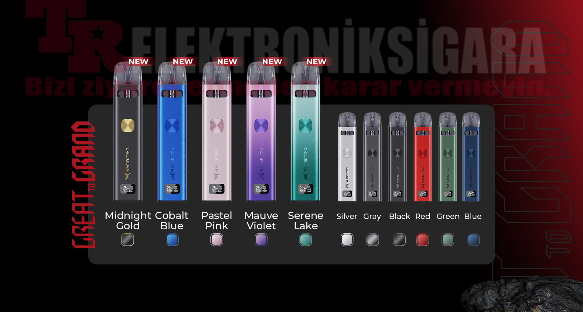 Uwell Caliburn G3 pod mod renk seçenekleri