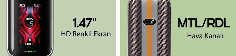 Uwell Typhos Pro ekran kartuş ve cihaz bileşenleri