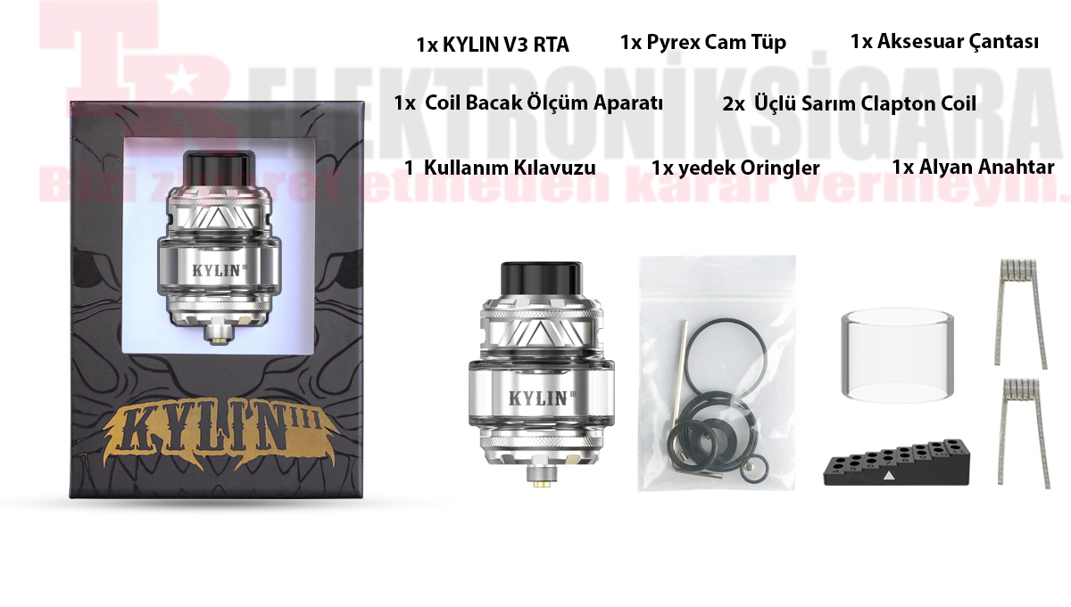 Vandy Vape Kylin V3 RTA paket içeriği