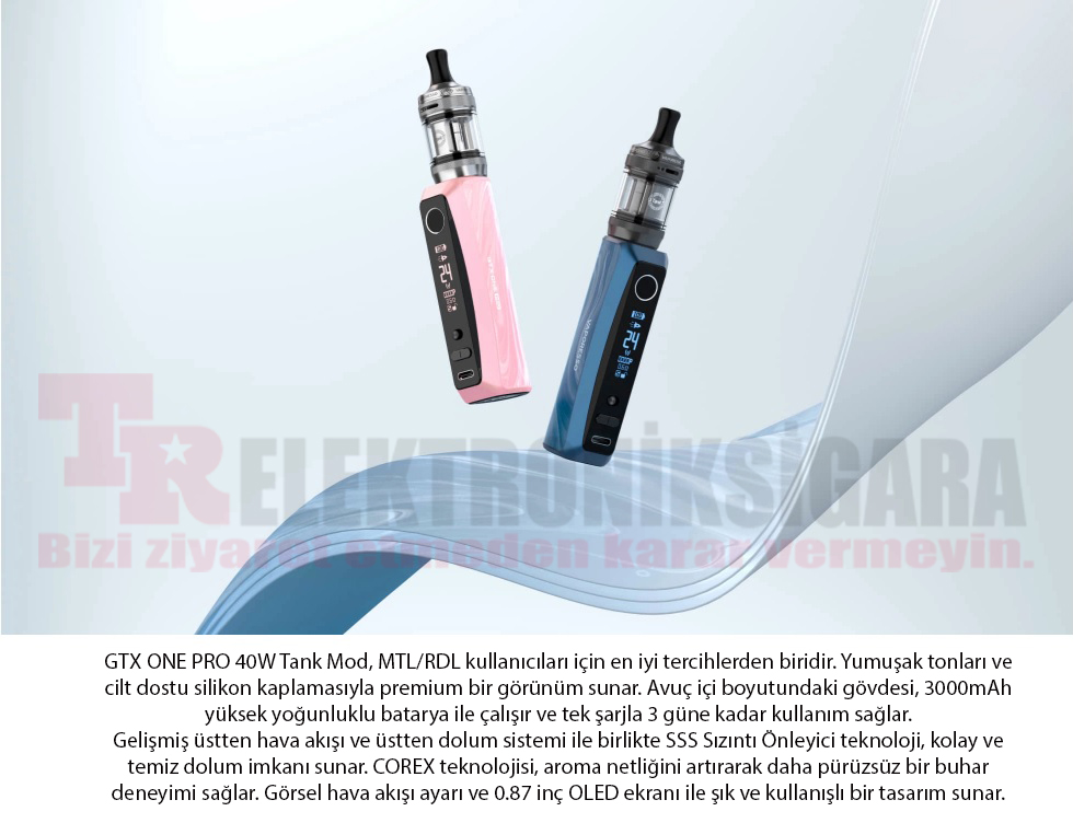 Vaporesso GTX One Pro kompakt elektronik sigara tasarımı