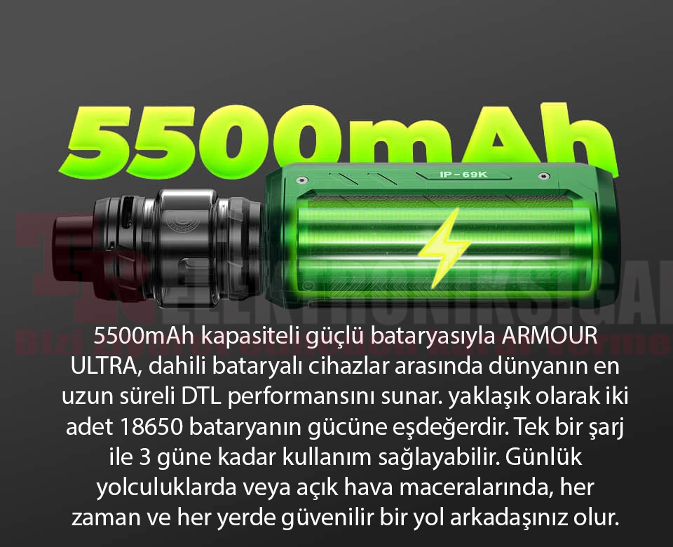 Vaporesso Armour Ultra 5500mAh dahili batarya