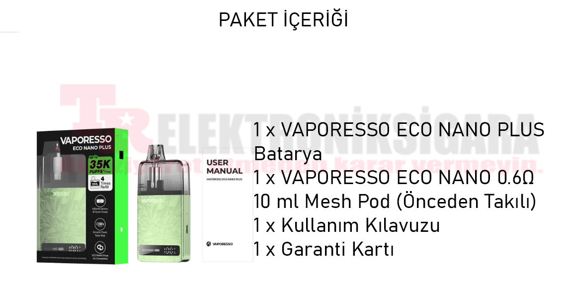 Vaporesso Eco Nano Plus paket içeriği