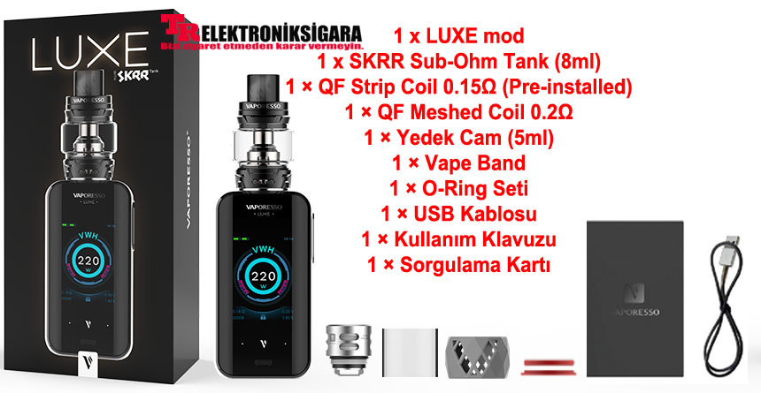 Vaporesso LUXE Kit paket içeriği