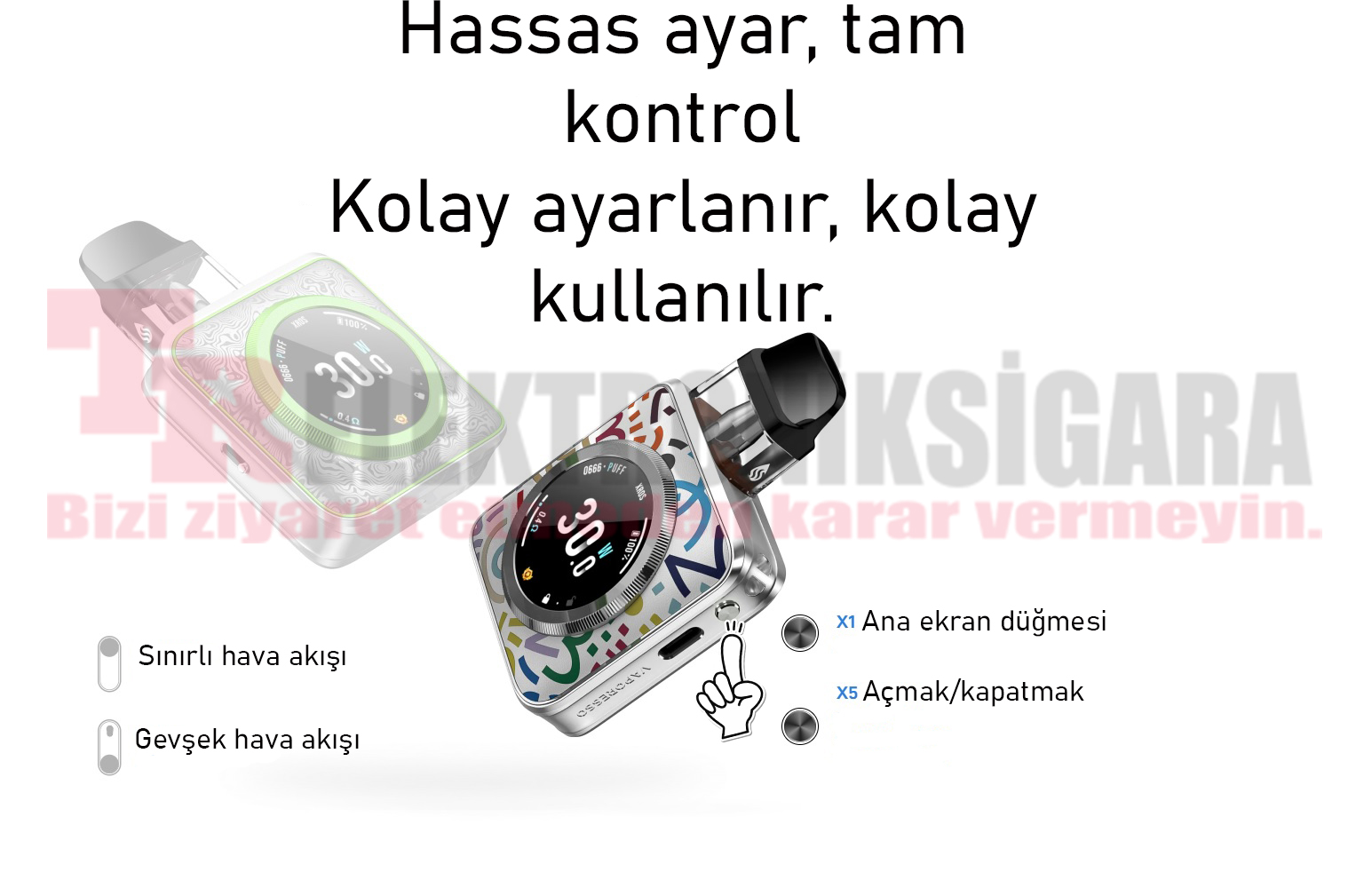 Vaporesso XROS 5 Nano dokunmatik ekran kullanımı