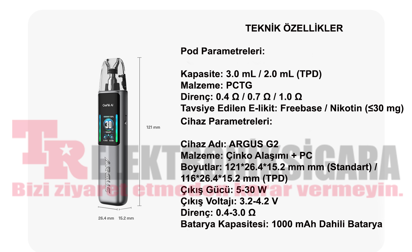 VOOPOO Argus G2 ölçüleri