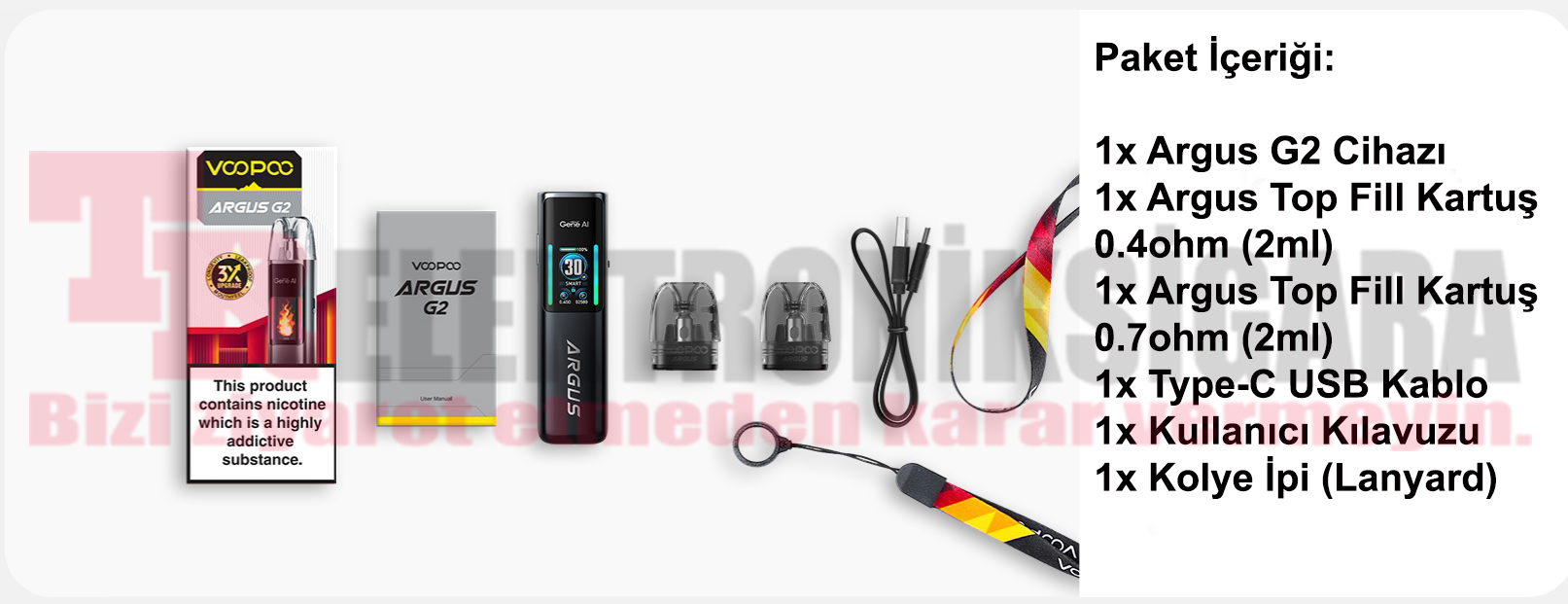 VOOPOO Argus G2 paket içeriği