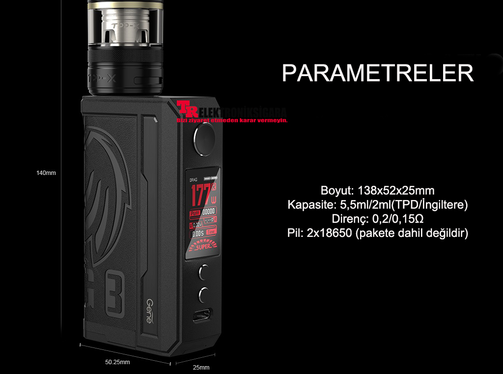 VOOPOO Drag 3 TPP-X teknik parametreleri