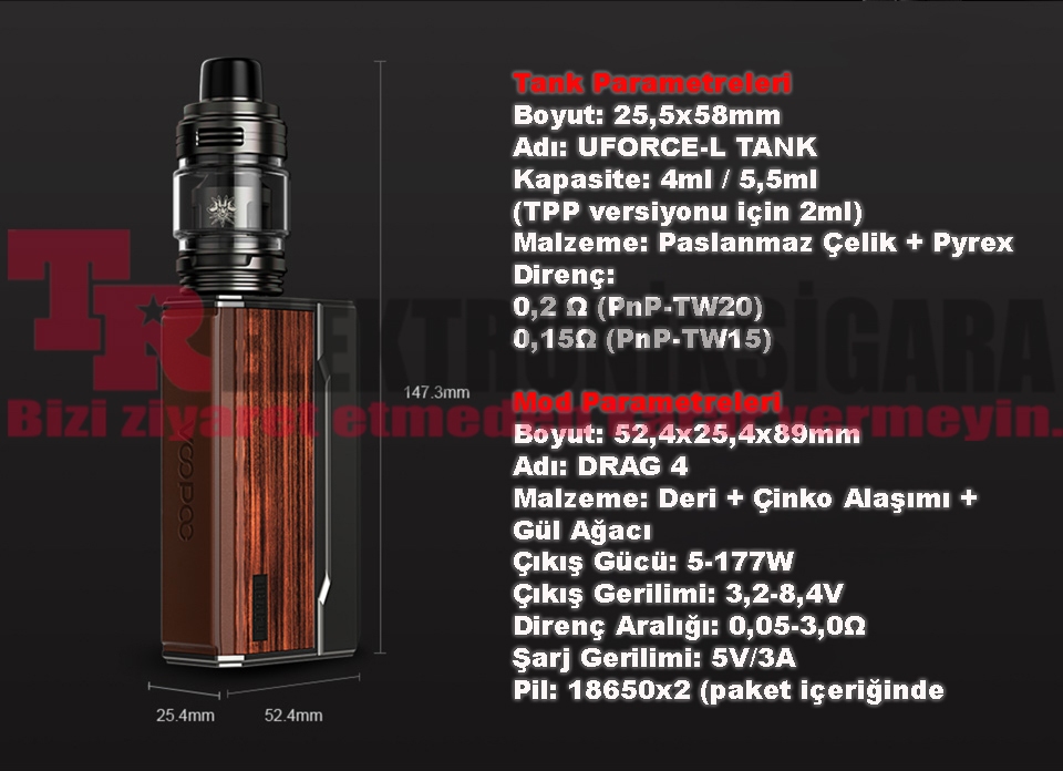 VOOPOO Drag 4 UFORCE-L tank ve PnP coil özellikleri