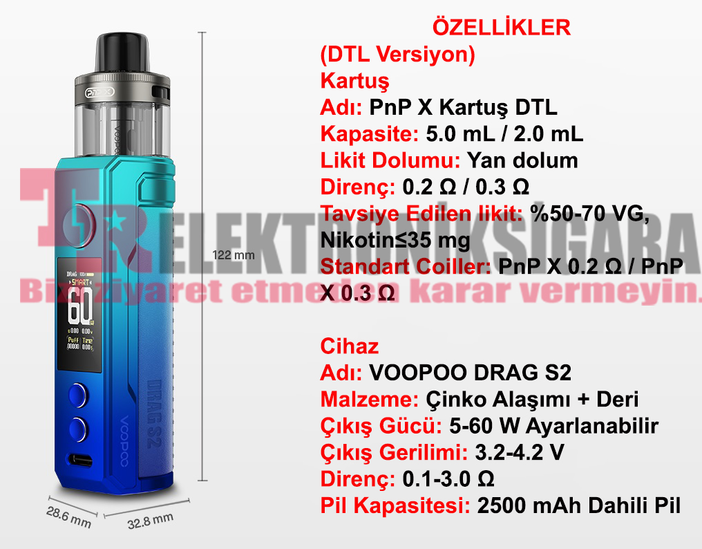 VOOPOO Drag S2 teknik parametreleri