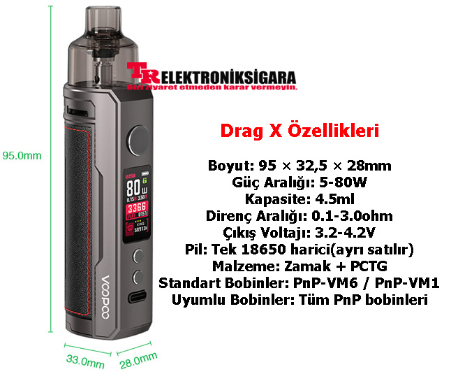 Voopoo Drag X pod mod ve paket içeriği