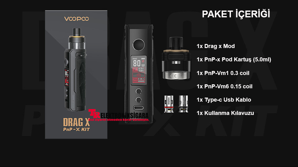 Voopoo Drag X PnP-X paket içeriği