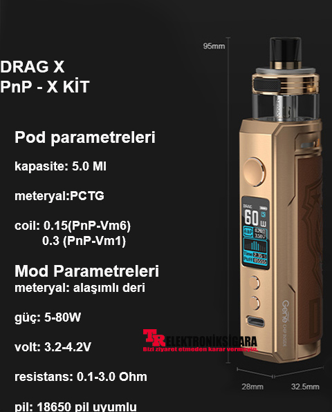 Voopoo Drag X PnP-X teknik parametreleri